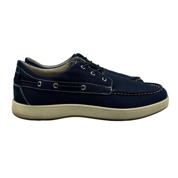 Florsheim Boat Shoe Mens 12 Navy Slip On Canvas Comfortech *Missing Insoles - Picture 1 of 12